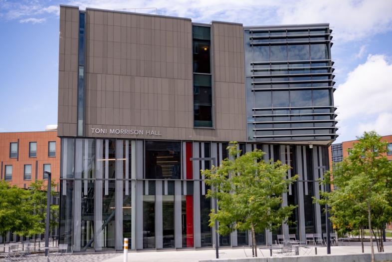 Exterior of the Toni Morrison Hall building.
