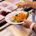 Salad bar with lots of healthy options.